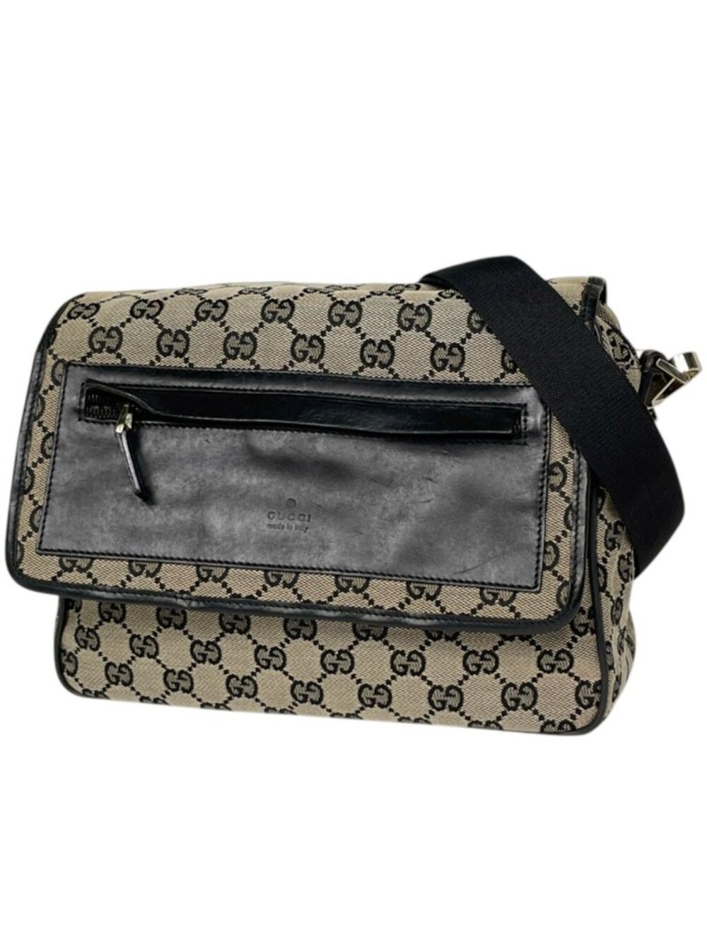Gucci Shoulder Bag GG Pattern Canvas Beige Black